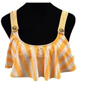 NEW Arizona Jean Company Yellow And White Strip Bikini Top Size Small With Tags